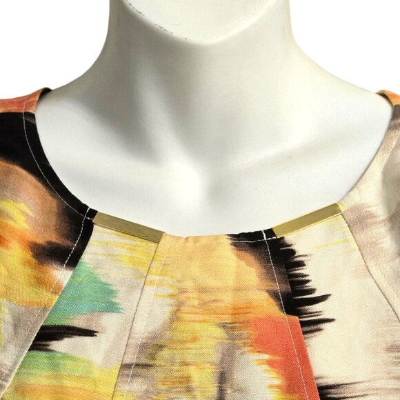 Calvin Klein NWT Sleeveless Abstract Linen Blend Sheath Dress Sz 8 - Picture 4 of 13